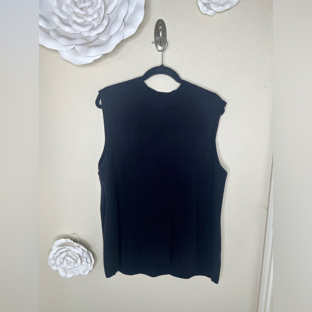 NTM: Nine West Solid Black Mockneck Sleeveless Lightweight Sweater Sz 3X